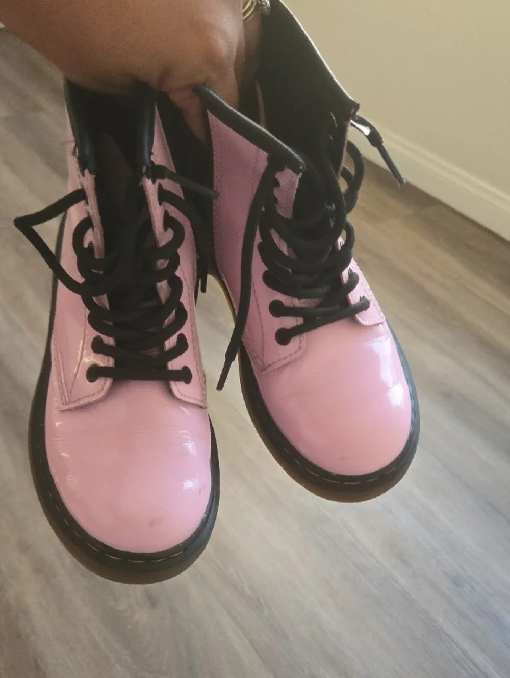 Dr. Martin Pink Lace-Up Leather Boots Doc Martina